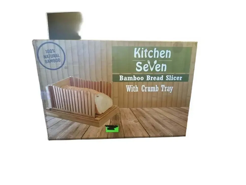Kitchen Seven Bamboo Bread Slicer with Crumb Tray